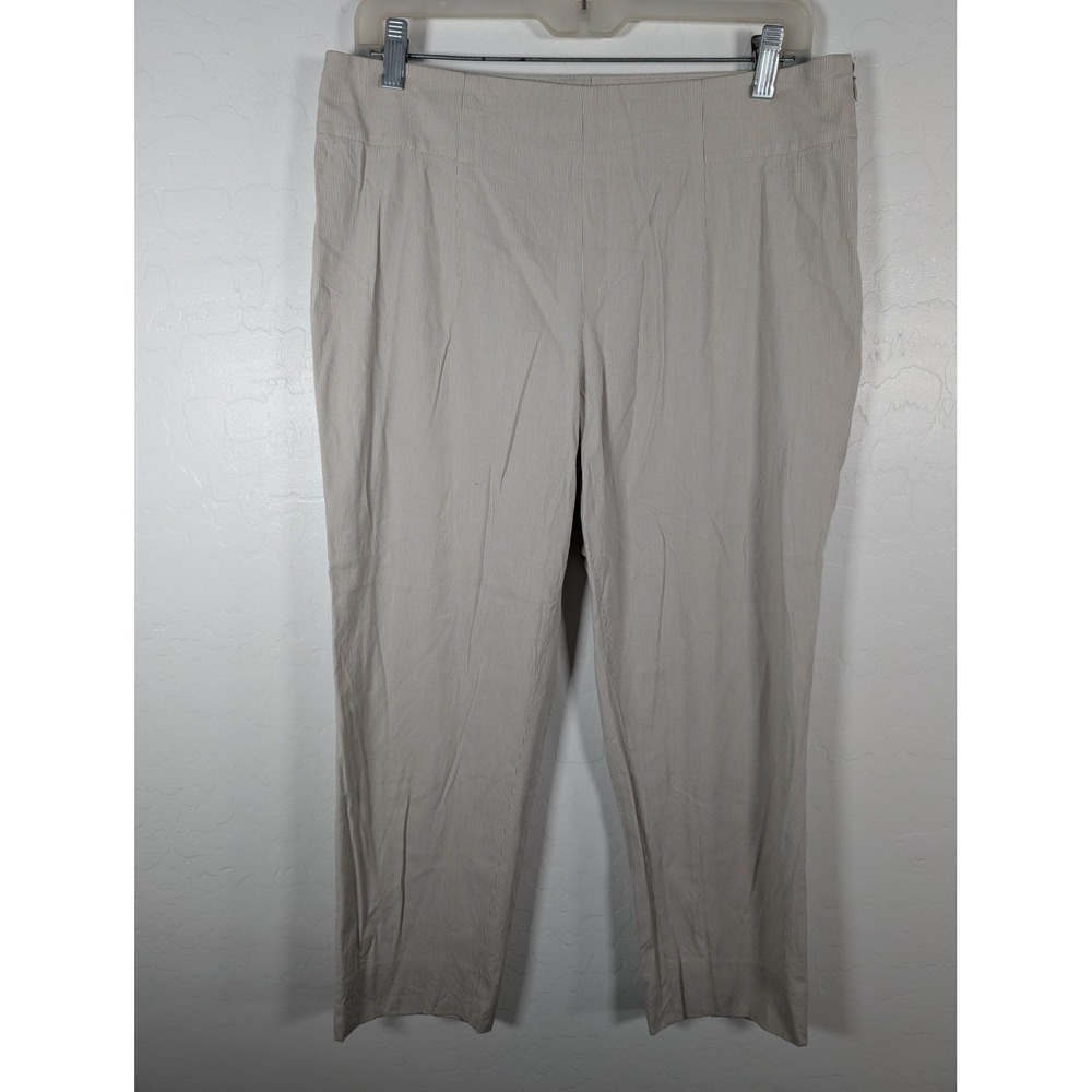 Akris Punto Pants Womens 10 Cropped Stripe Stretch Side Zip Slit Office Workwear